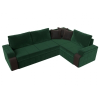 Угловой диван Николь (велюр зелёный коричневый) - Изображение 4